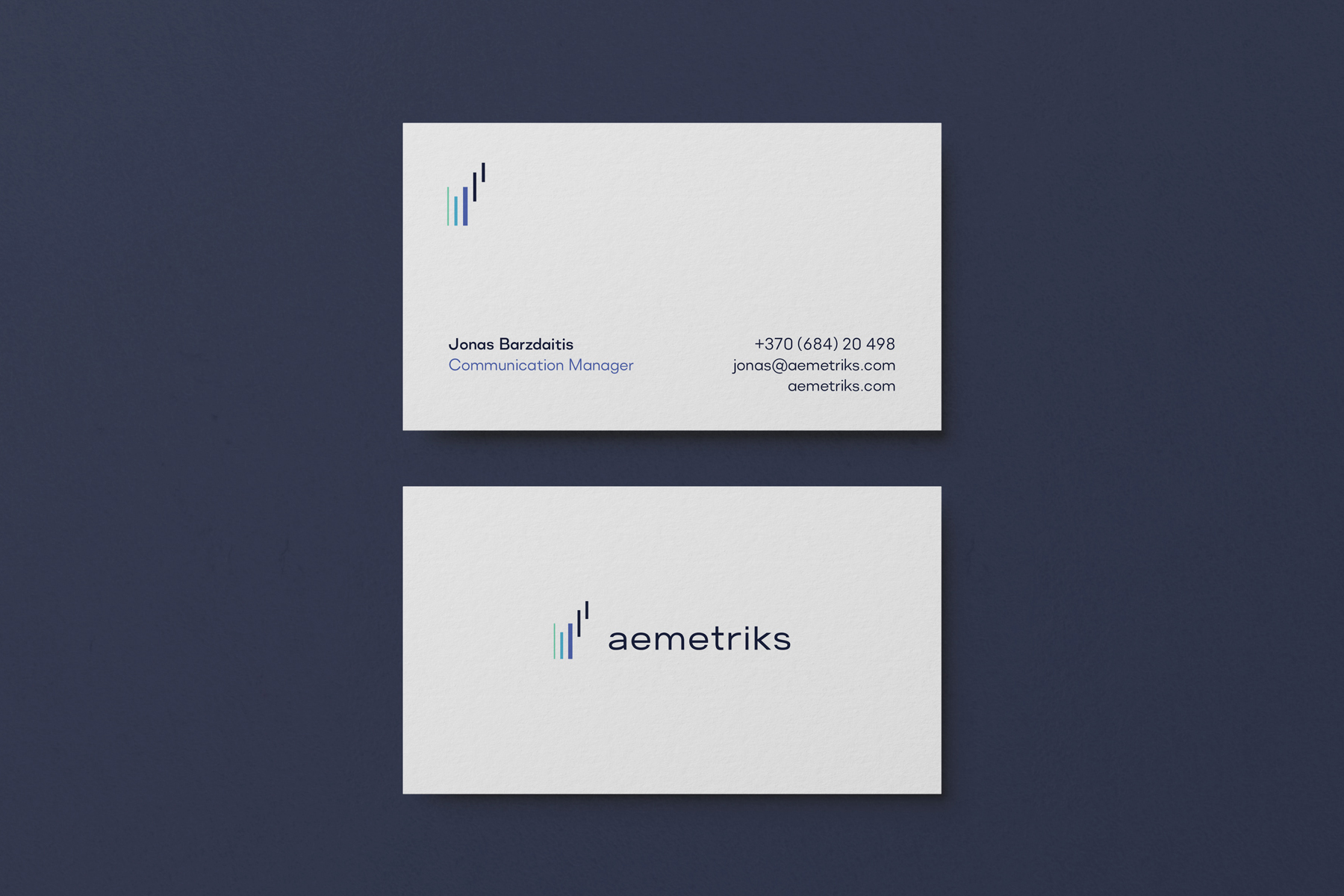 Business cards with branding elements