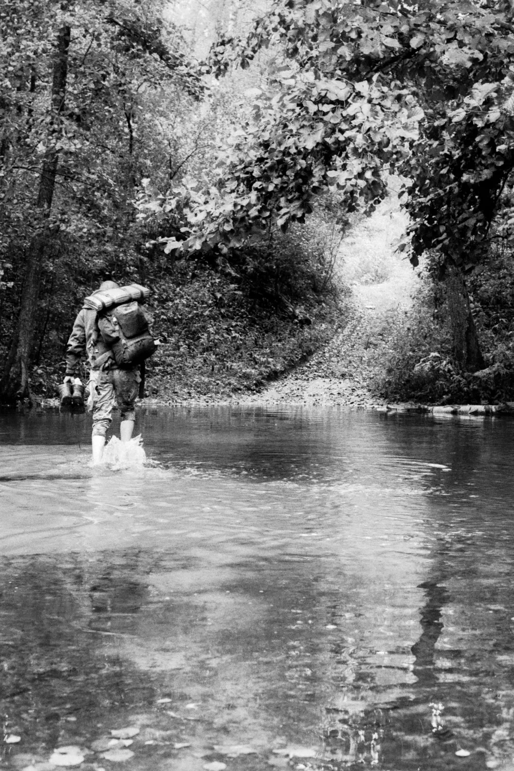 Walking barefoot over water.