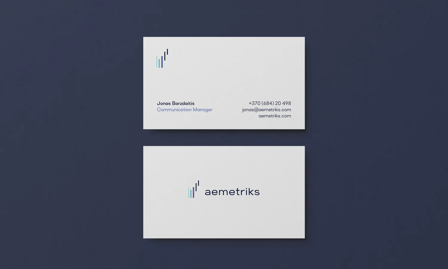 Aemetriks identity on business cards