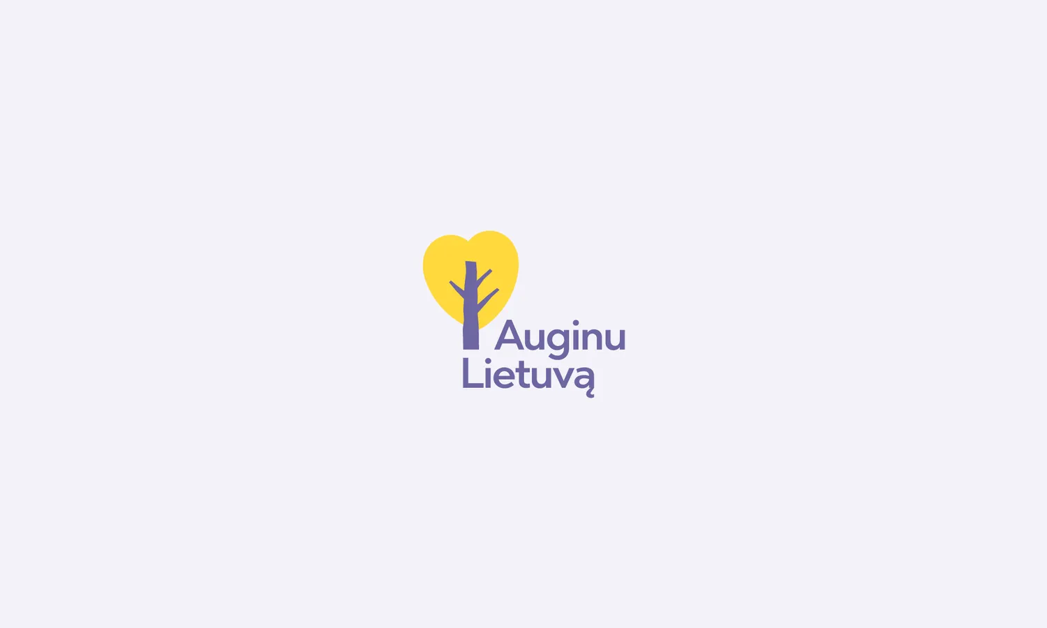 Auginu Lietuvą logo featuring a tree with branches and leaves shaped like a heart