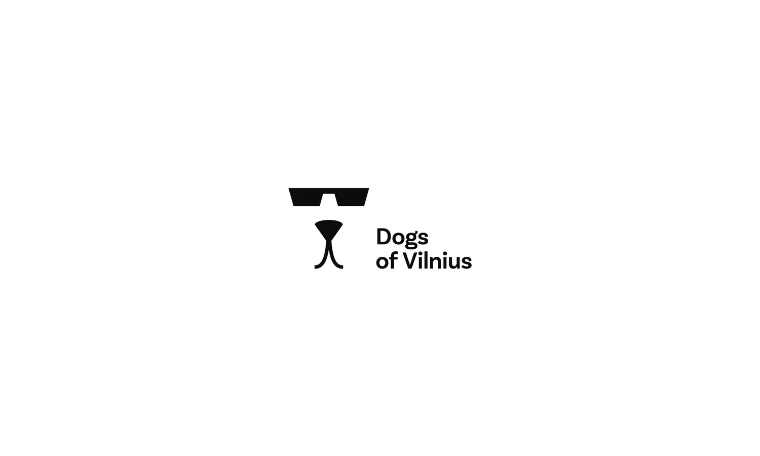 Minimalist Dogs of Vilnius logo on a black background